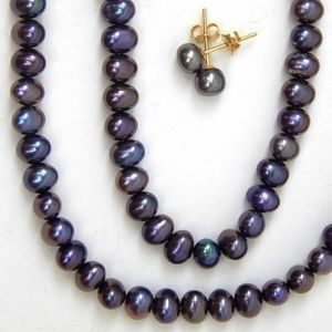10k gold peacock tahitian pearl jewelry set.